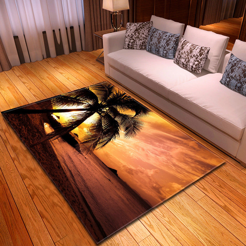 Avtoit | Multicolor beach print rug made of polypropylene Trend rug with non-slip backing pet-friendly rug for living room