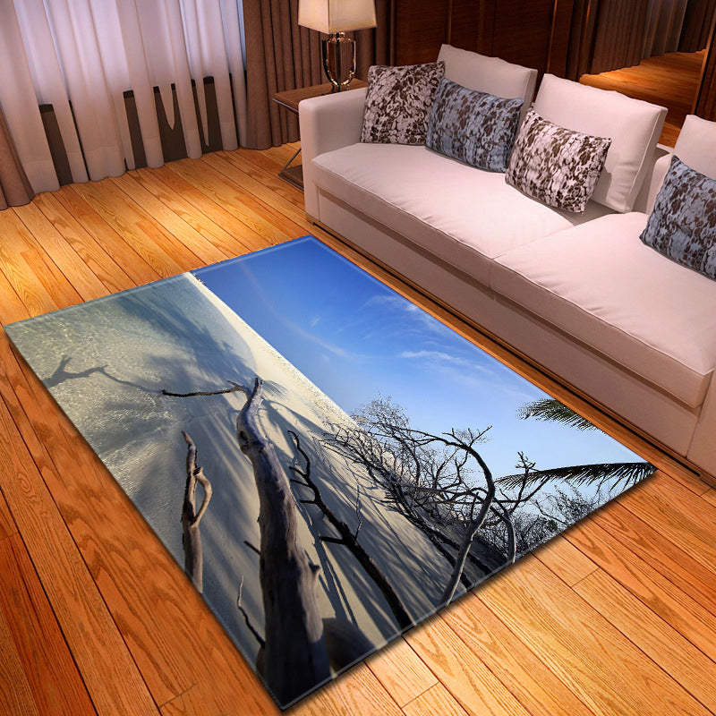 Avtoit | Multicolor beach print rug made of polypropylene Trend rug with non-slip backing pet-friendly rug for living room