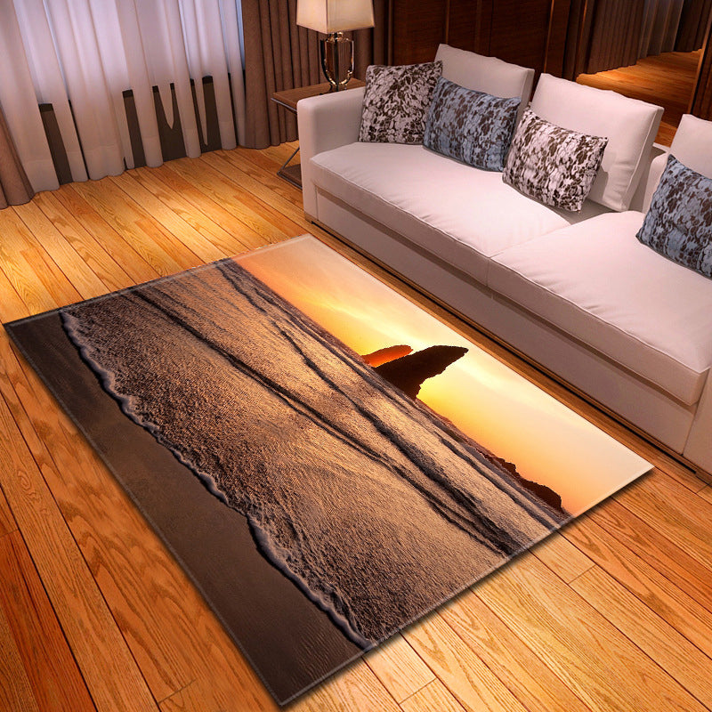 Avtoit | Multicolor beach print rug made of polypropylene Trend rug with non-slip backing pet-friendly rug for living room