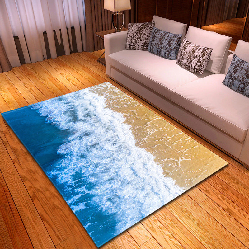 Avtoit | Multicolor beach print rug made of polypropylene Trend rug with non-slip backing pet-friendly rug for living room
