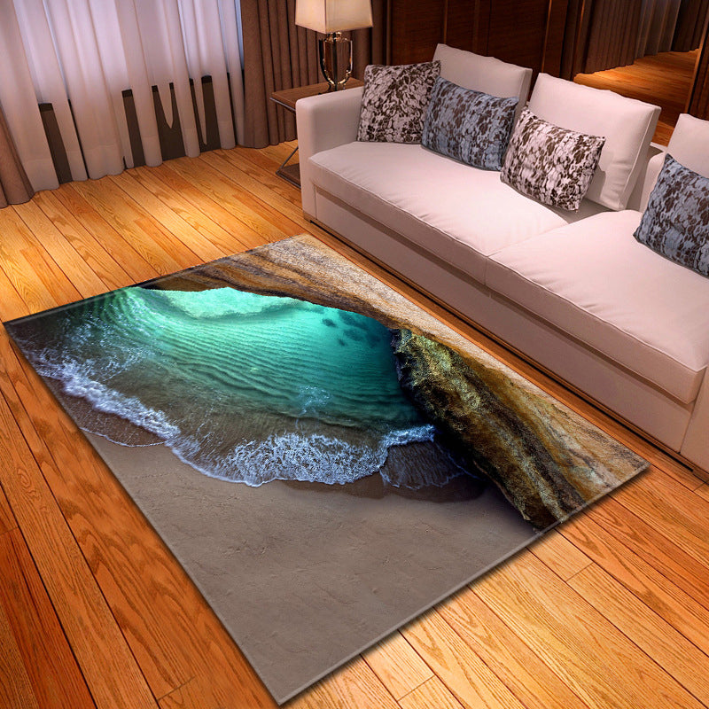 Avtoit | Multicolor beach print rug made of polypropylene Trend rug with non-slip backing pet-friendly rug for living room