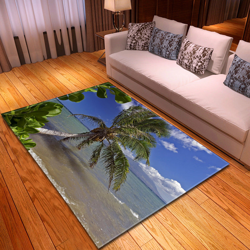 Avtoit | Multicolor beach print rug made of polypropylene Trend rug with non-slip backing pet-friendly rug for living room