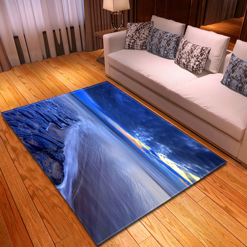 Avtoit | Multicolor beach print rug made of polypropylene Trend rug with non-slip backing pet-friendly rug for living room