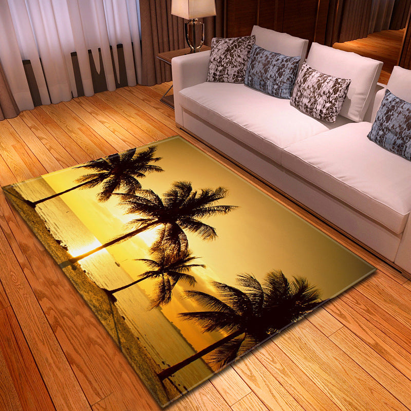 Avtoit | Multicolor beach print rug made of polypropylene Trend rug with non-slip backing pet-friendly rug for living room