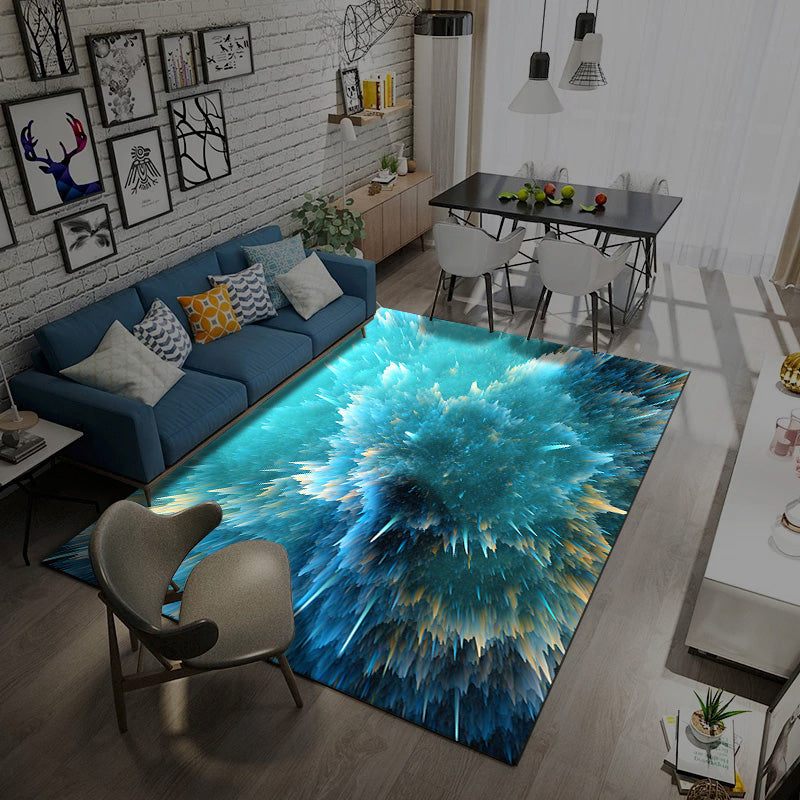 Avtoit | Multicolored novelty rug synthetic starry sky area rug non-slip backing pet-friendly rug for the living room