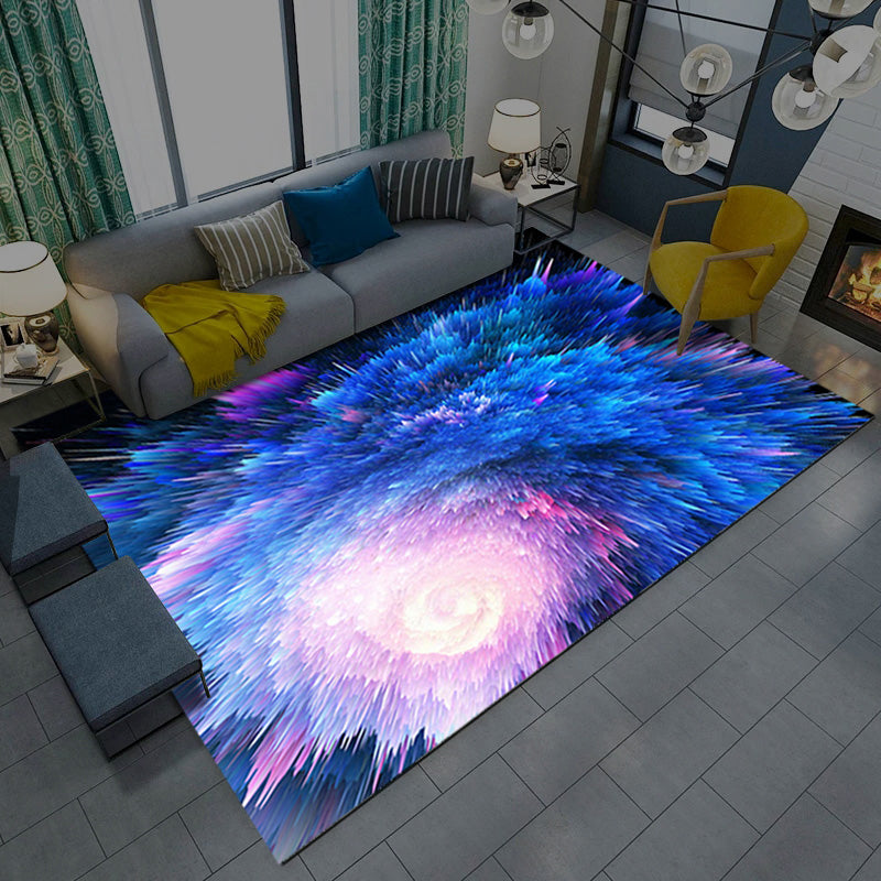 Avtoit | Multicolored novelty rug synthetic starry sky area rug non-slip backing pet-friendly rug for the living room
