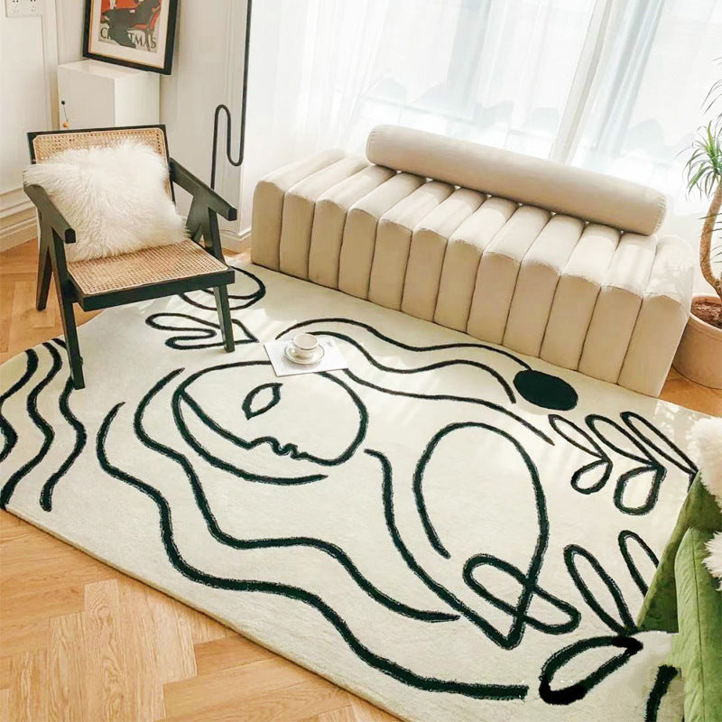 Avtoit | Simple Bedroom Rug Multicolored Abstract Cartoon Area Rug Polyester Pet-Friendly Non-Slip Rug