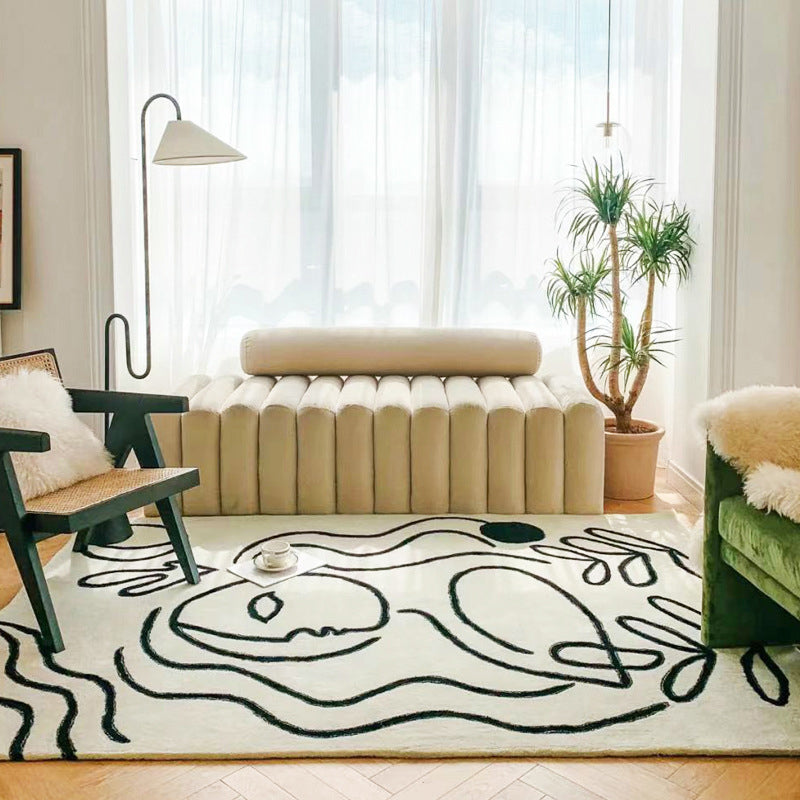 Avtoit | Simple Bedroom Rug Multicolored Abstract Cartoon Area Rug Polyester Pet-Friendly Non-Slip Rug