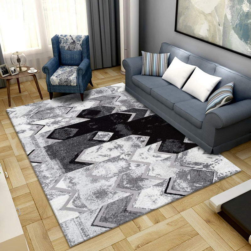 Avtoit | Simple Color Block Rug Multicolored Synthetic Area Rug Non-Slip Back Washable Easy-Care Rug for the Living Room