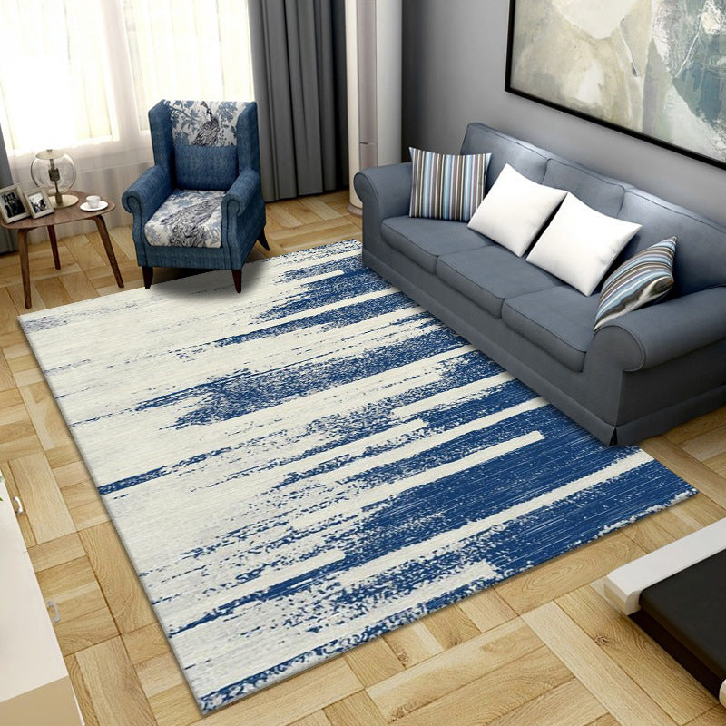 Avtoit | Simple Color Block Rug Multicolored Synthetic Area Rug Non-Slip Back Washable Easy-Care Rug for the Living Room
