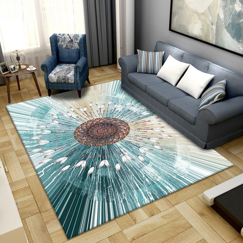Avtoit | Simple Color Block Rug Multicolored Synthetic Area Rug Non-Slip Back Washable Easy-Care Rug for the Living Room