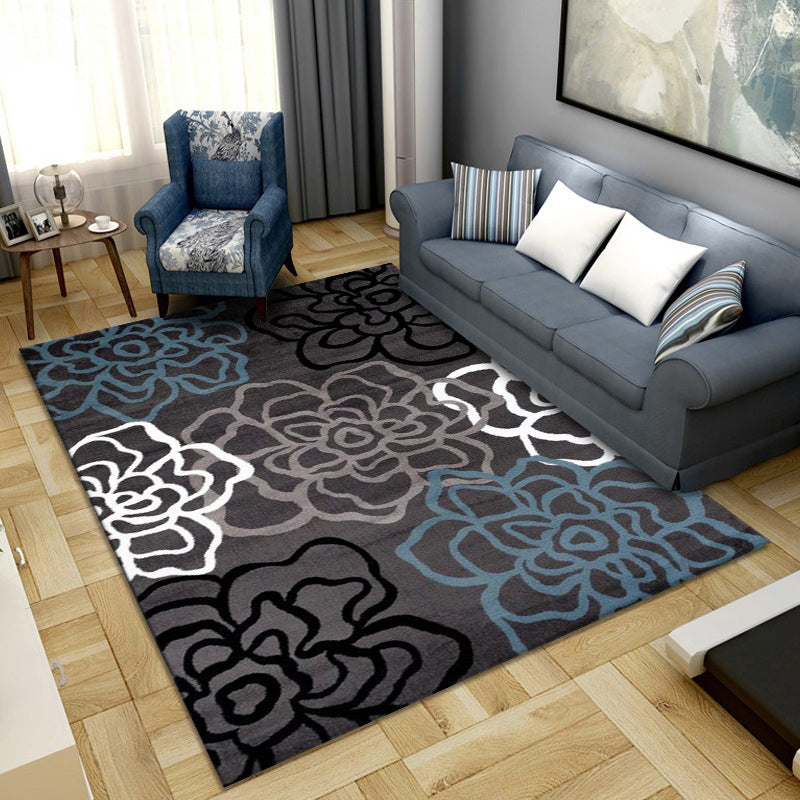 Avtoit | Simple Color Block Rug Multicolored Synthetic Area Rug Non-Slip Back Washable Easy-Care Rug for the Living Room