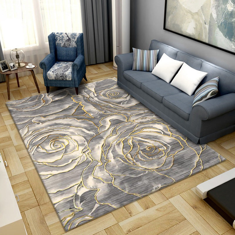 Avtoit | Simple Color Block Rug Multicolored Synthetic Area Rug Non-Slip Back Washable Easy-Care Rug for the Living Room