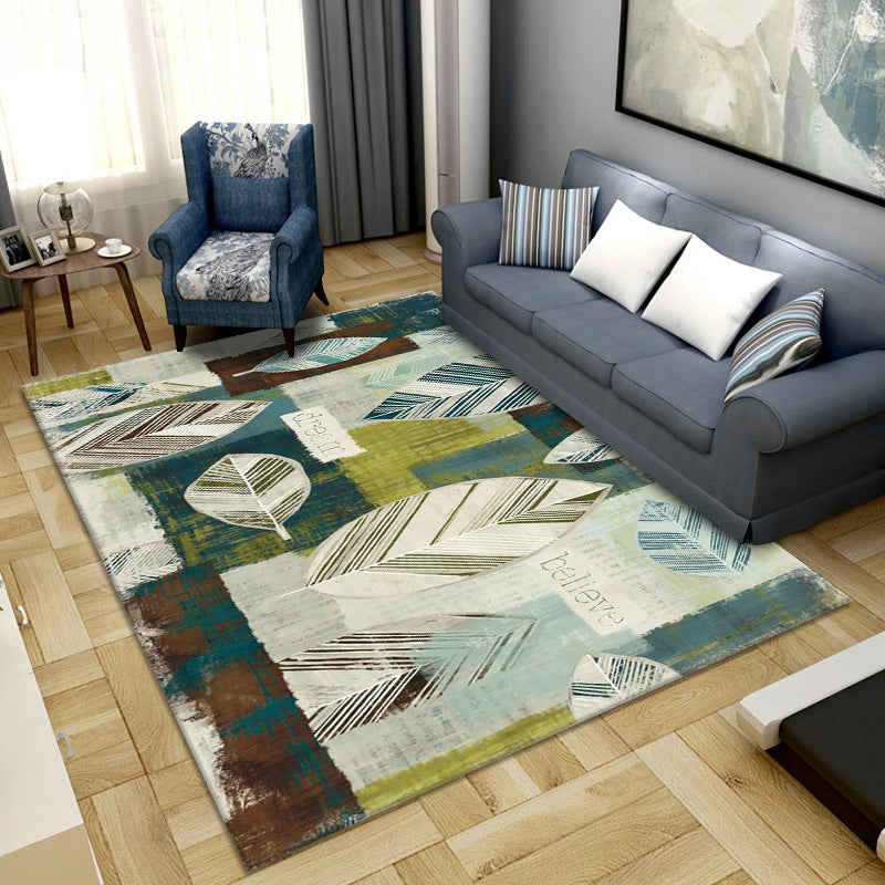 Avtoit | Simple Color Block Rug Multicolored Synthetic Area Rug Non-Slip Back Washable Easy-Care Rug for the Living Room
