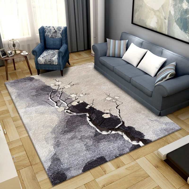 Avtoit | Simple Color Block Rug Multicolored Synthetic Area Rug Non-Slip Back Washable Easy-Care Rug for the Living Room