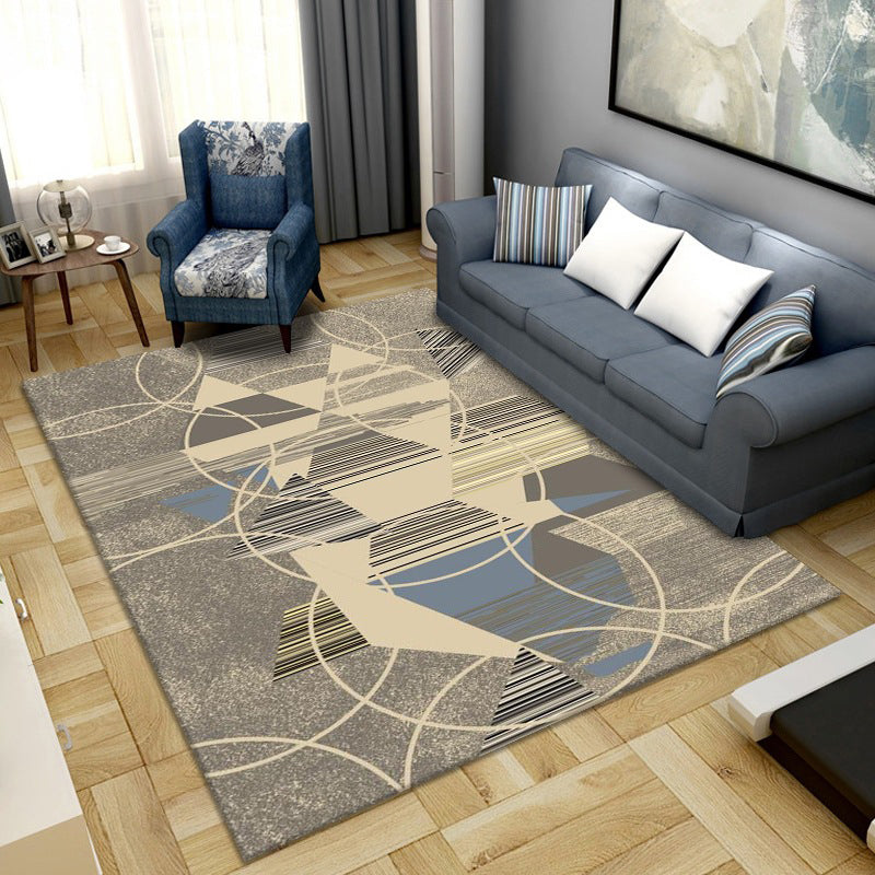 Avtoit | Simple Color Block Rug Multicolored Synthetic Area Rug Non-Slip Back Washable Easy-Care Rug for the Living Room