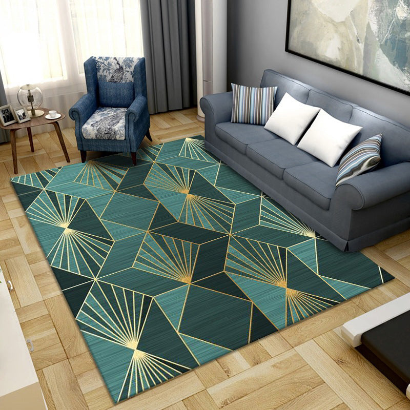 Avtoit | Simple Color Block Rug Multicolored Synthetic Area Rug Non-Slip Back Washable Easy-Care Rug for the Living Room