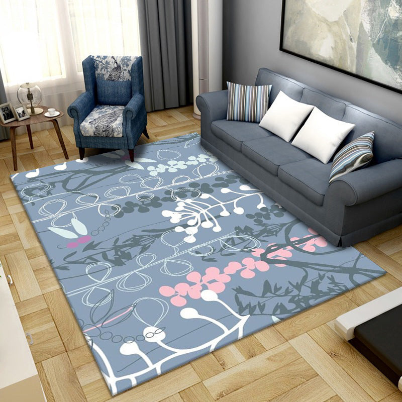 Avtoit | Simple Color Block Rug Multicolored Synthetic Area Rug Non-Slip Back Washable Easy-Care Rug for the Living Room