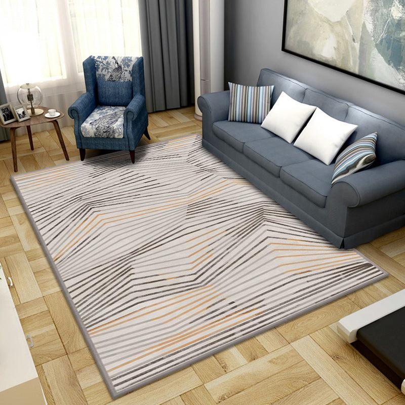 Avtoit | Simple Color Block Rug Multicolored Synthetic Area Rug Non-Slip Back Washable Easy-Care Rug for the Living Room