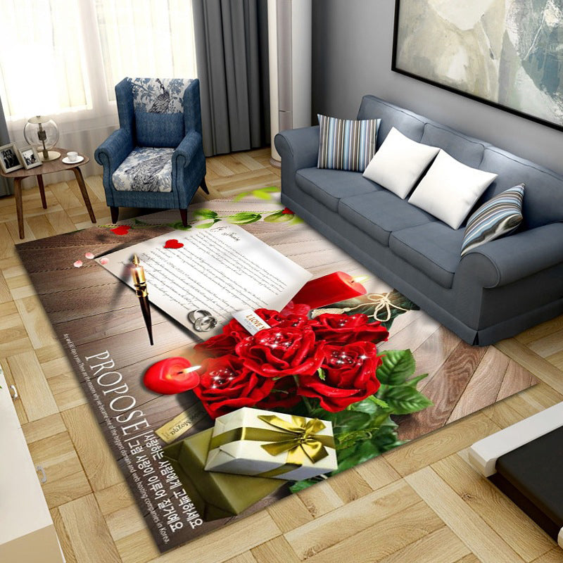 Avtoit | Simple Color Block Rug Multicolored Synthetic Area Rug Non-Slip Back Washable Easy-Care Rug for the Living Room