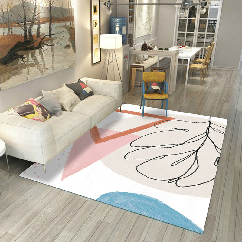 Avtoit | Japanese Rug Polyester Color Broken Area Rug Non-Slip Washable Indoor Rug for Parlor