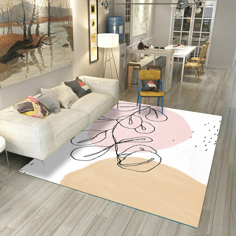 Avtoit | Japanese Rug Polyester Color Broken Area Rug Non-Slip Washable Indoor Rug for Parlor