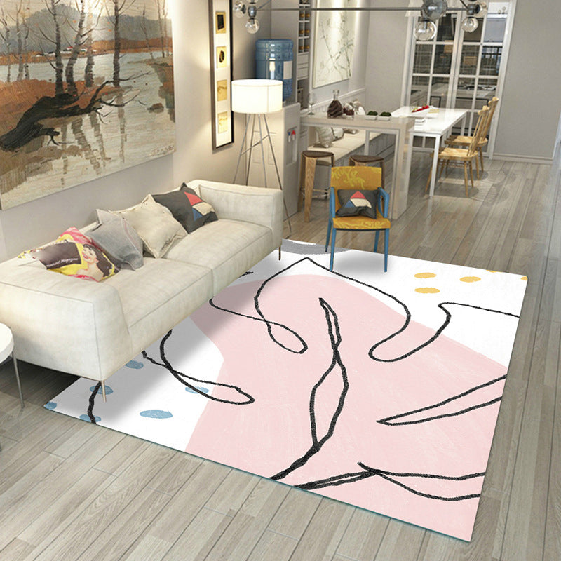 Avtoit | Japanese Rug Polyester Color Broken Area Rug Non-Slip Washable Indoor Rug for Parlor