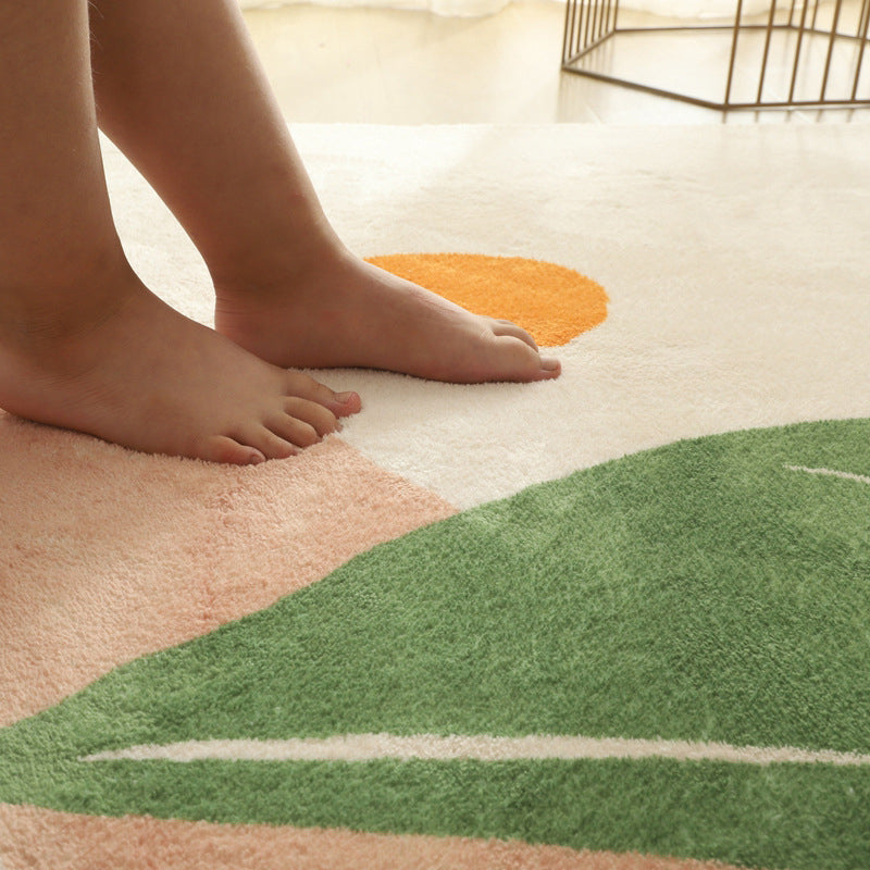Avtoit | Comfort Living Room Rug Multicolor Cartoon Print Rug Non-Slip Base Pet-Friendly Rug