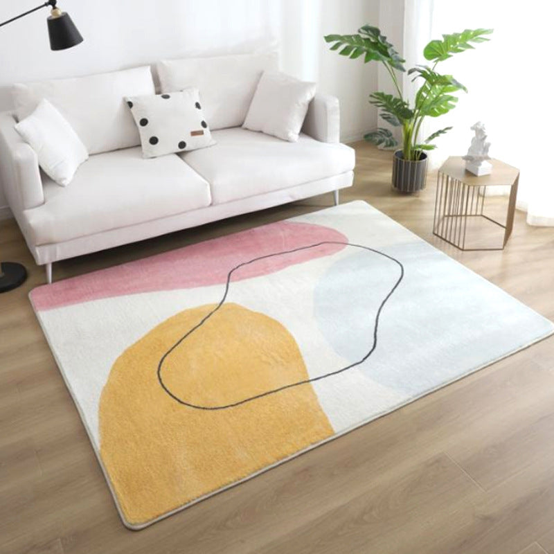 Avtoit | Relaxing Color Block Rug Multicolor Acrylic Area Rug Non-Slip Back Stain Resistant Indoor Rug for Bedroom