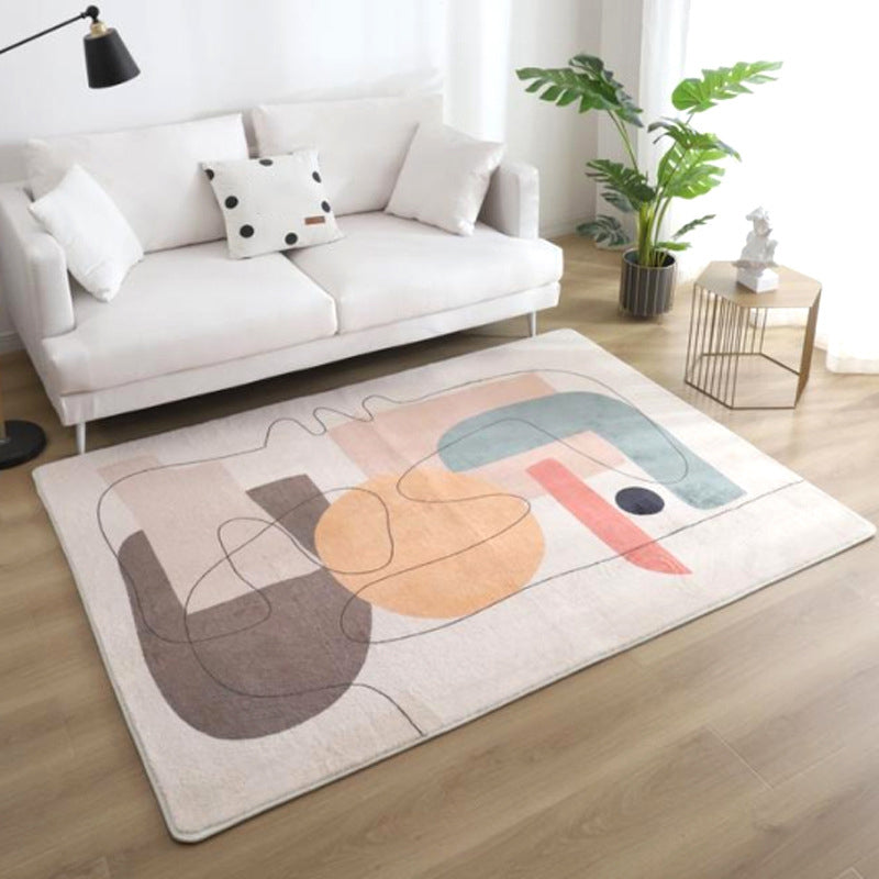 Avtoit | Relaxing Color Block Rug Multicolor Acrylic Area Rug Non-Slip Back Stain Resistant Indoor Rug for Bedroom