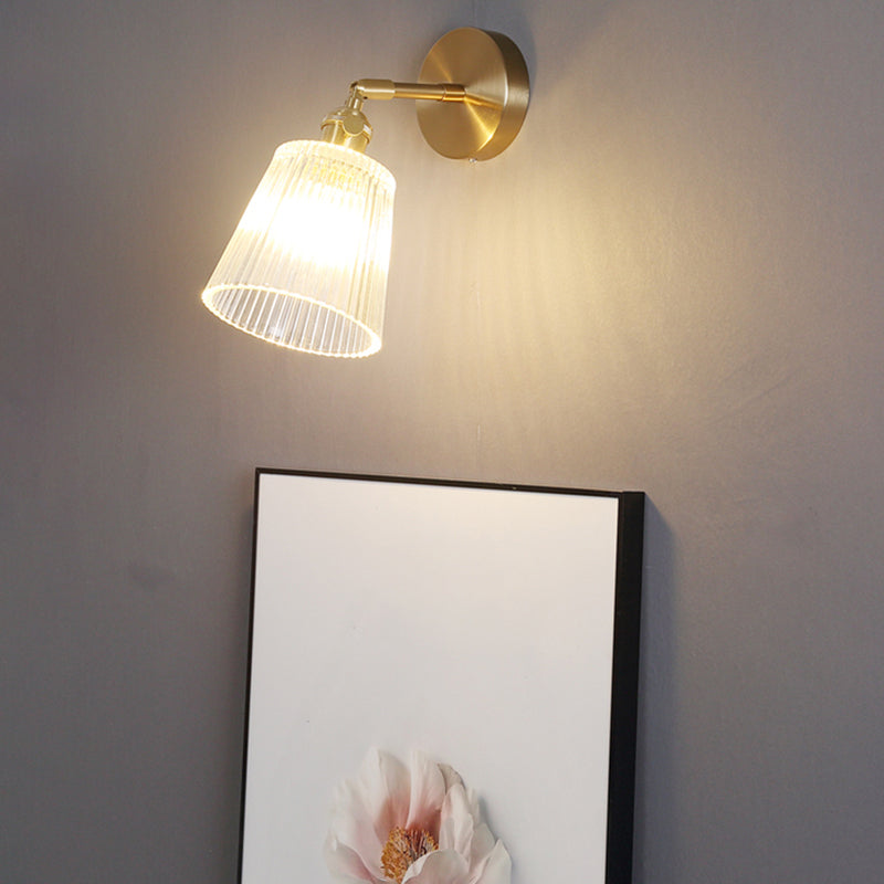 Avtoit | Industrial Shade Wall Mount Light Single Clear Glass Wall Light Fixture for Nightstand