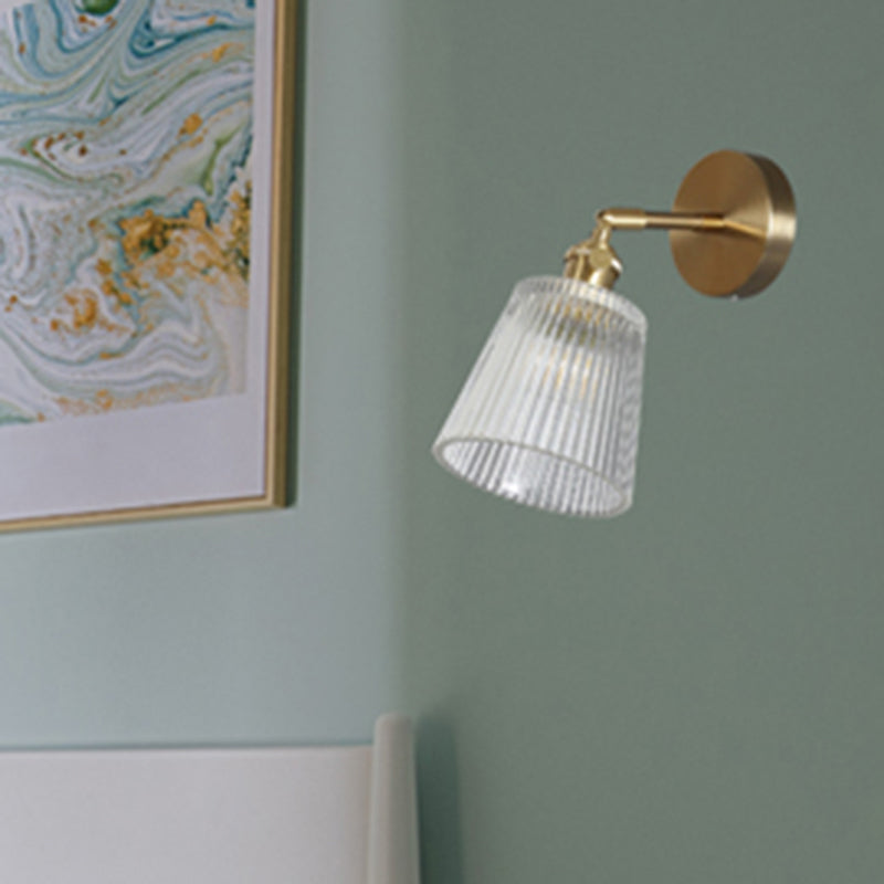 Avtoit | Industrial Shade Wall Mount Light Single Clear Glass Wall Light Fixture for Nightstand