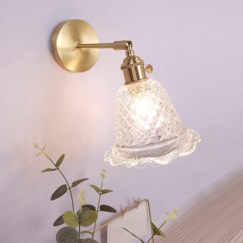 Avtoit | Single Lamp Wall Light Vintage Shaded Clear Glass Wall Mounted Lamp for Bedroom