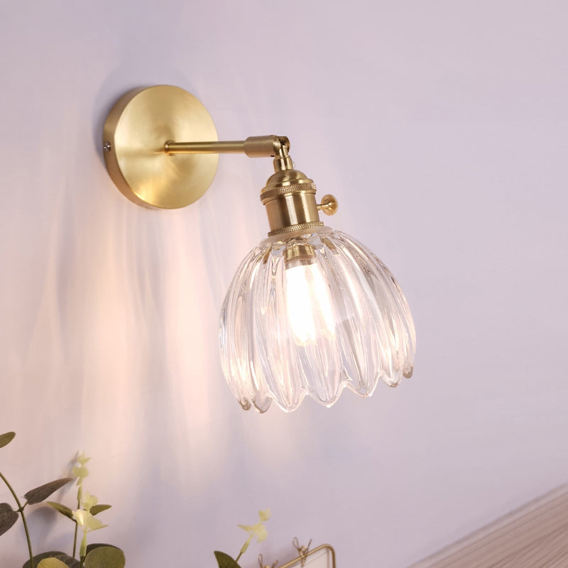 Avtoit | Single Lamp Wall Light Vintage Shaded Clear Glass Wall Mounted Lamp for Bedroom