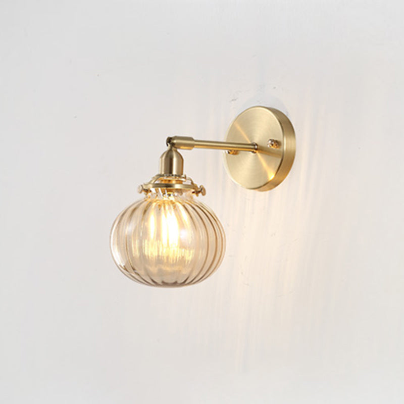Avtoit | Pumpkin Shadow Glass Wall Mount Light Antique Style 1-Light Nightstand Wall Lighting Fixture