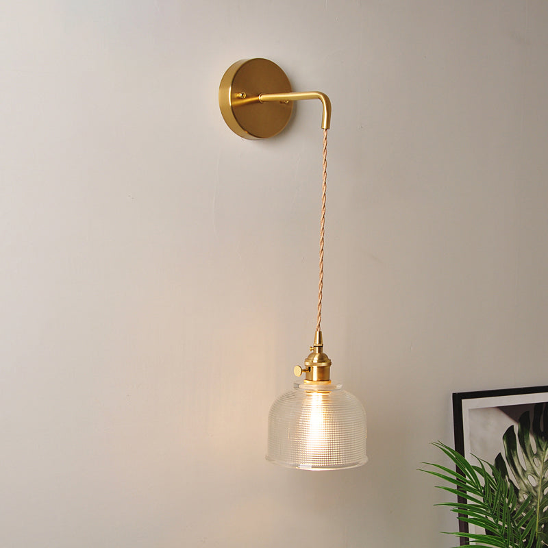 Avtoit | 1 Head Wall Mount Light Industrial Shade Clear Glass Wall Light Fixture for Nightstand