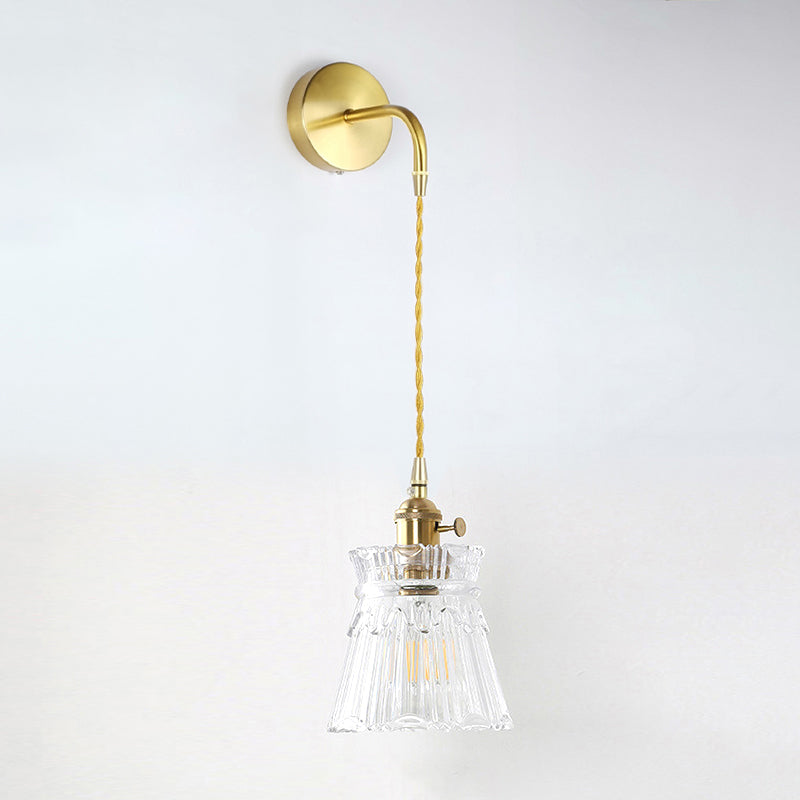 Avtoit | Minimalist Shade Wall Lamp Single Bulb Clear Glass Wall Lighting Fixture for Living Room