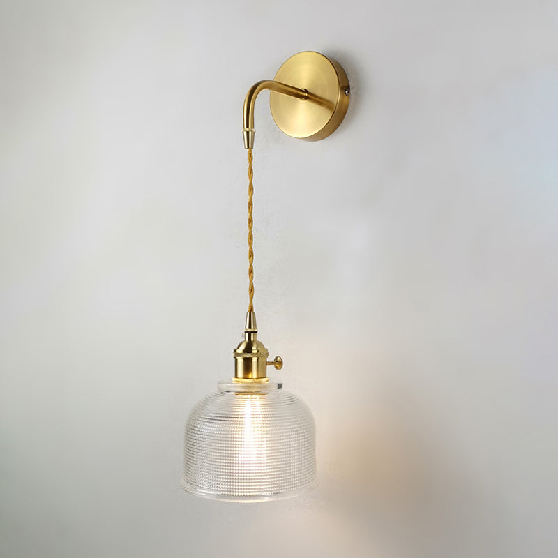 Avtoit | Minimalist Shade Wall Lamp Single Bulb Clear Glass Wall Lighting Fixture for Living Room