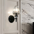 Avtoit | Clear Crystal Cone Wall Mount Light Contemporary Style 1 Bulb Black Surface Wall Light for Bedroom