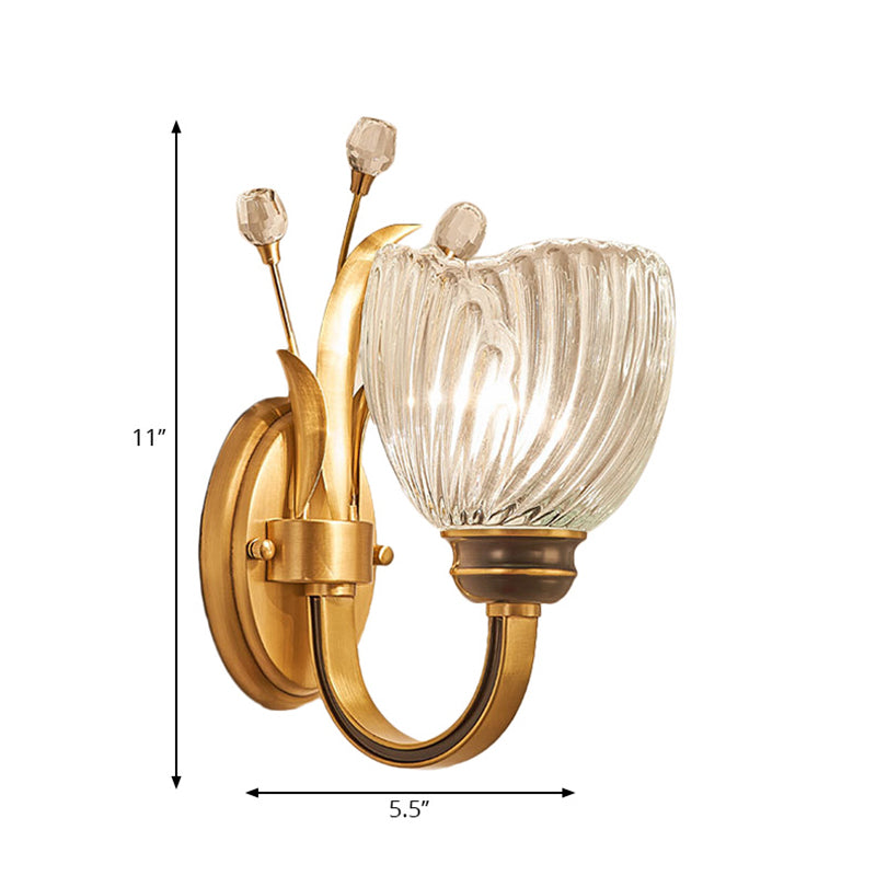Avtoit | Modernist 1/2-Light Wall Lighting with Clear Crystal Shade Brass Finish Wall Lamp for Living Room