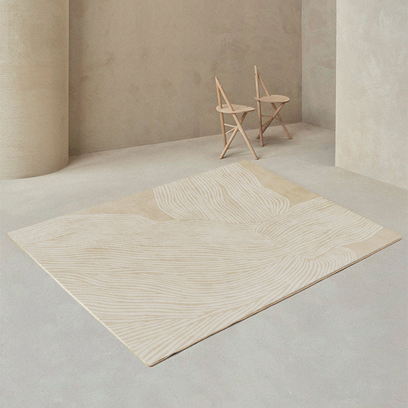 Avtoit | Modern Home Decor Rug Beige Abstract Printed Area Rug Cotton Blend Non-Slip Machine Washable Rug