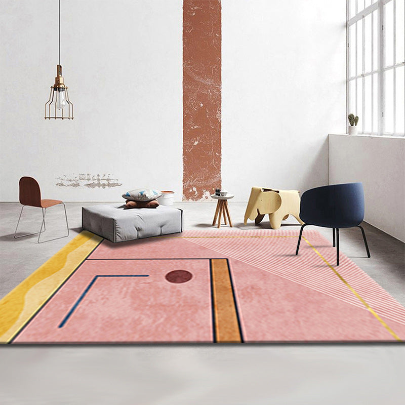 Avtoit | Simple Luxury Rug Multicolored Color Blocks Rug Pet Friendly Stain Resistant Indoor Rug for Living Room