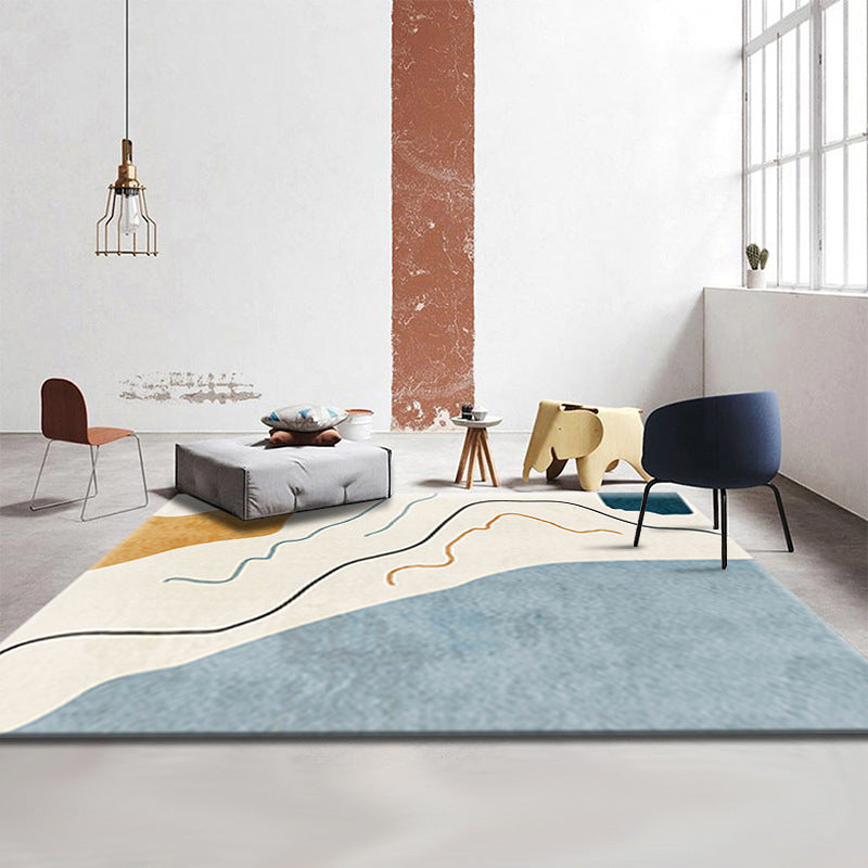 Avtoit | Simple Luxury Rug Multicolored Color Blocks Rug Pet Friendly Stain Resistant Indoor Rug for Living Room