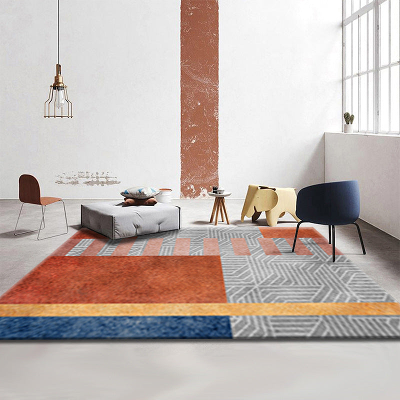 Avtoit | Simple Luxury Rug Multicolored Color Blocks Rug Pet Friendly Stain Resistant Indoor Rug for Living Room