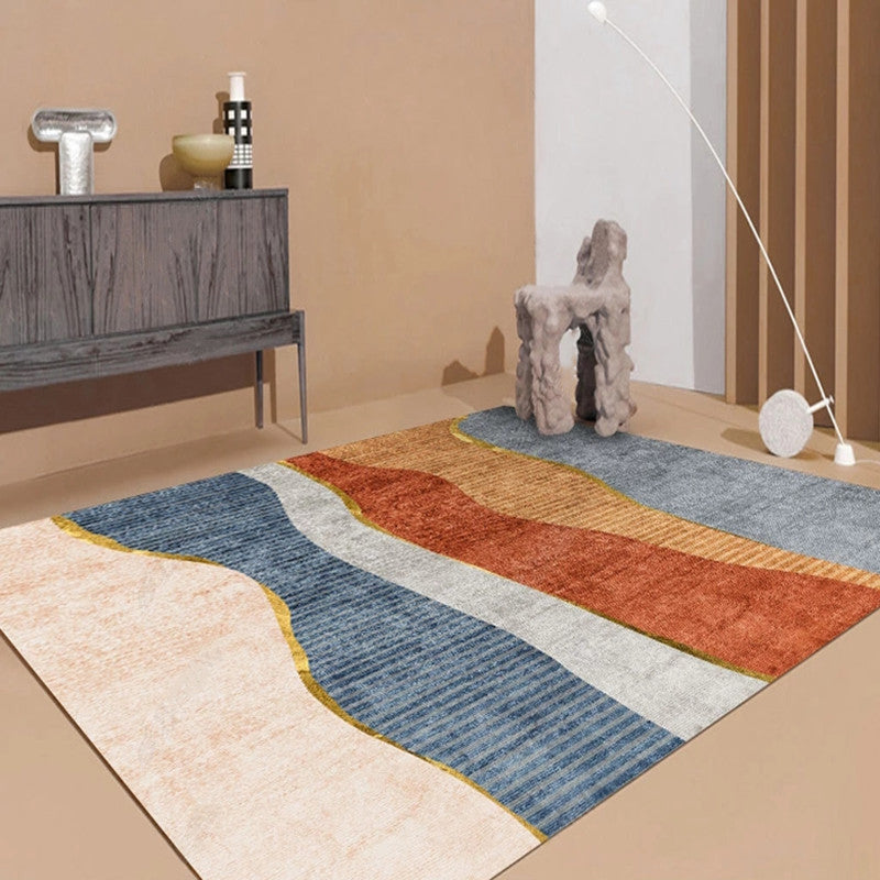 Avtoit | Modern Living Room Rug Morandi Color Color Block Area Rug Synthetic Non-Slip Washable Rug