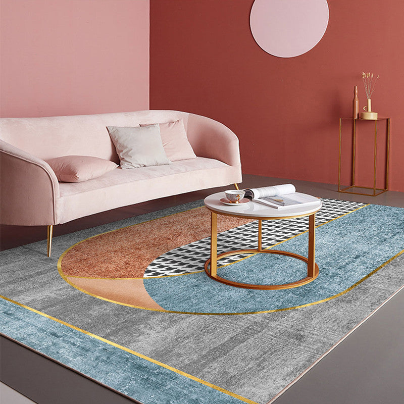 Avtoit | Modern Living Room Rug Morandi Color Color Block Area Rug Synthetic Non-Slip Washable Rug