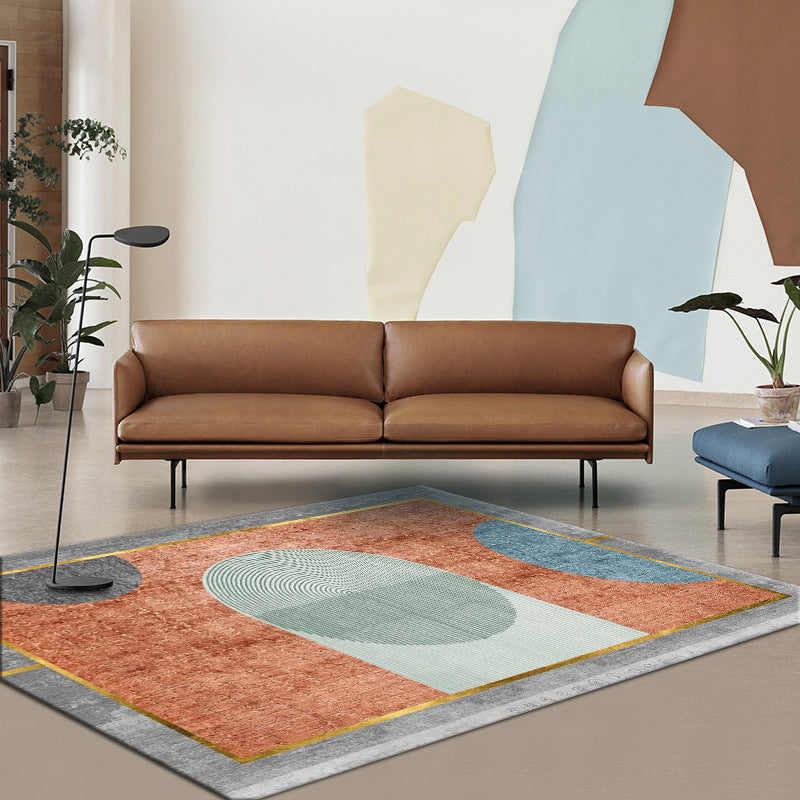 Avtoit | Simple Color Block Rug Multicolored Polyester Area Rug Non-Slip Backing Machine Washable Rug for the Bedroom
