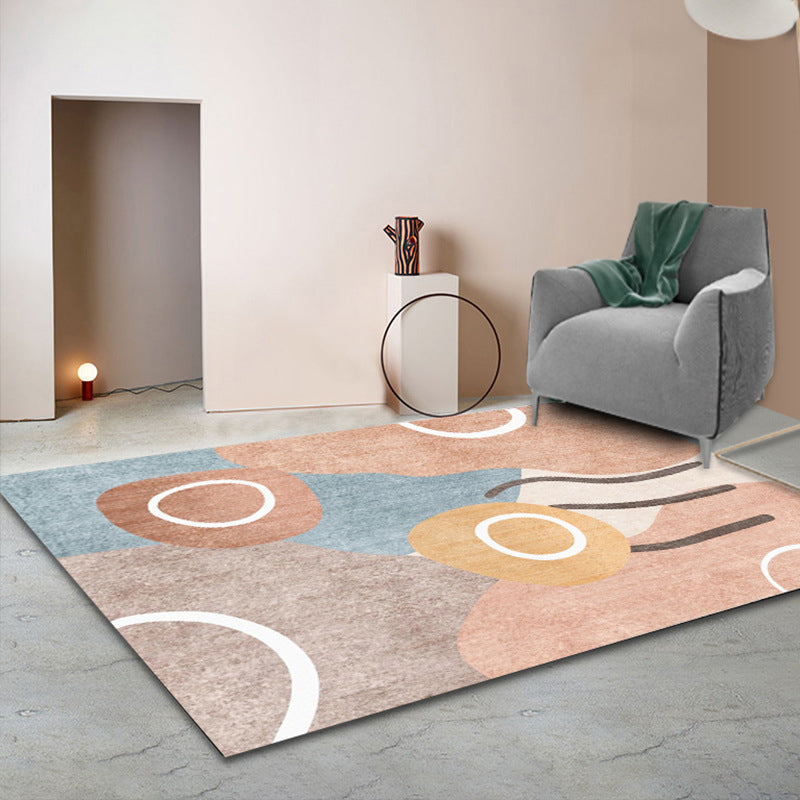 Avtoit | Simple Color Block Rug Multicolored Polyester Area Rug Non-Slip Backing Machine Washable Rug for the Bedroom