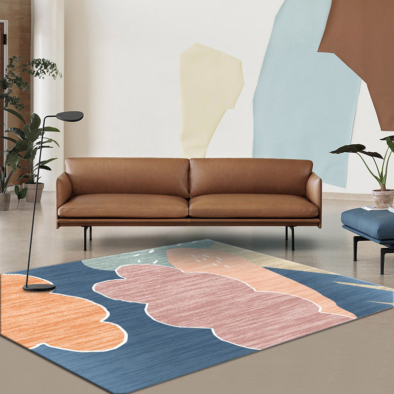 Avtoit | Simple Color Block Rug Multicolored Polyester Area Rug Non-Slip Backing Machine Washable Rug for the Bedroom