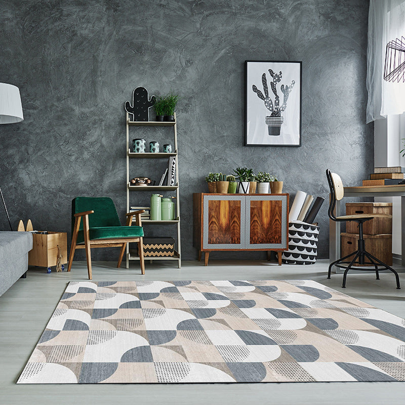 Avtoit | Simple Color Block Rug Multicolored Polyester Area Rug Non-Slip Backing Machine Washable Rug for the Bedroom